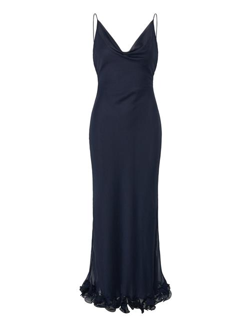 Chiffon Ruffle Slip Dress ROTATE Birger Christensen Navy