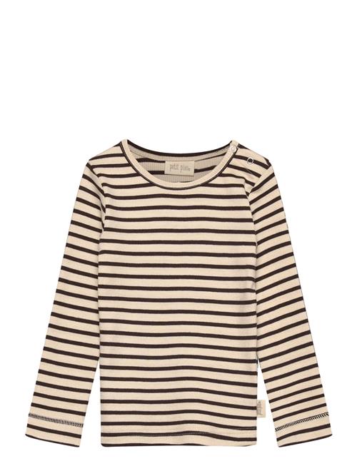T-Shirt L/S Modal Striped Petit Piao Beige