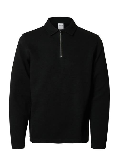 Slhmarc Rib Ls Polo Selected Black
