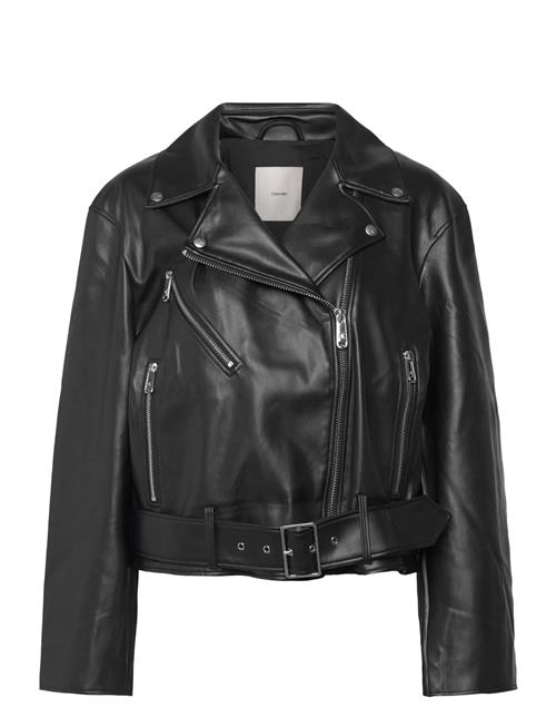Faux Leather Moto Jacket W/Belt Calvin Klein Jeans Black