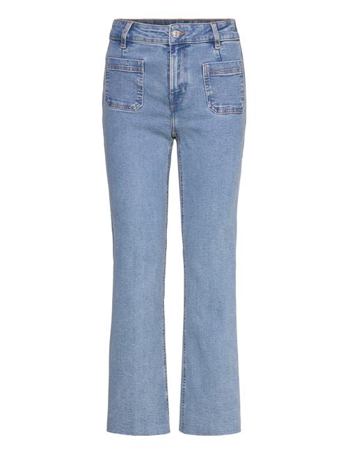 Flared Cropped Jeans With Pockets Mango Blue