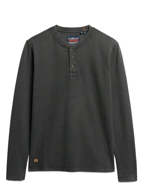 Waffle Long Sleeve Henley Top Superdry Black