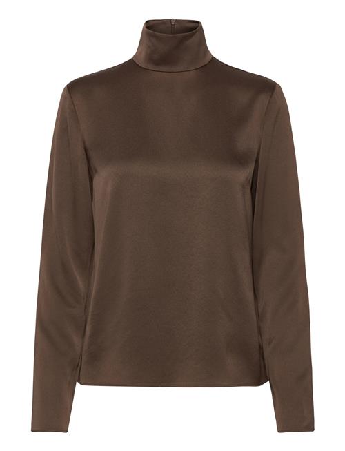 Turtleneck Satin Blouse Filippa K Brown