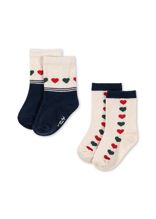 Konges Sløjd 2 Pack Jaquard Socks Heart Mix Heart Mix 29-32 EU  Rød  29-32 EU  kvinde