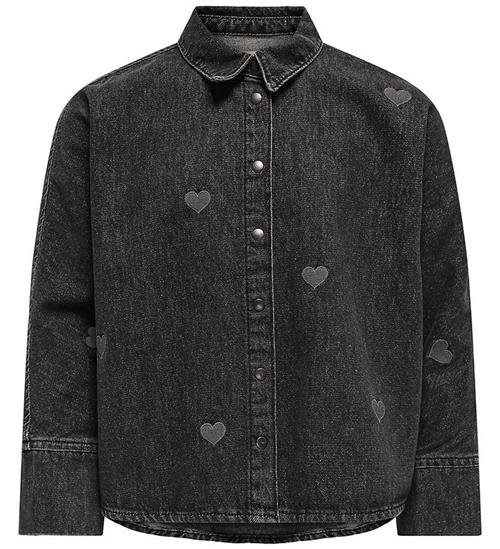 Kids Only Skjorte - KogGrace - Washed Black/ Heart Embroide