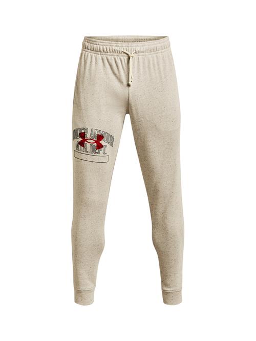 UNDER ARMOUR Sportsbukser 'Rival Try Athlc Dept'  beige-meleret / kirsebærsrød / sort