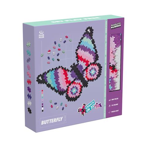 Plus-Plus Puzzle By Number Butterfly  One Size  Lilla  One Size 3+ Years, 5+ Years unisex