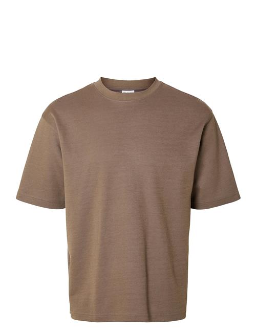 Slhlooseoscar Ss O-Neck Tee Noos Selected Brown
