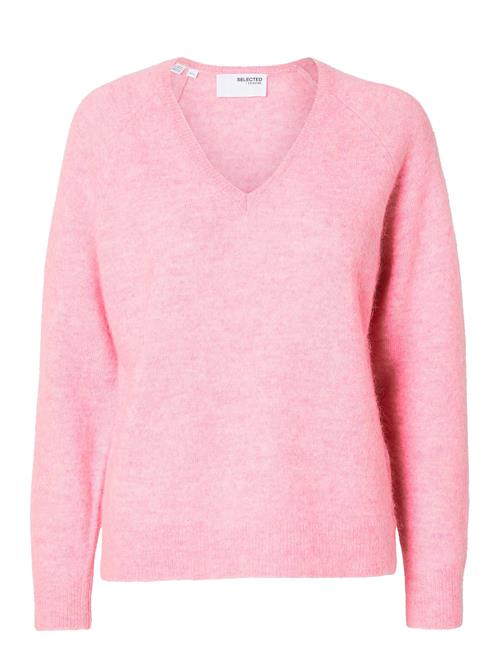 Slflulu New Ls Knit V-Neck B Noos Selected Pink