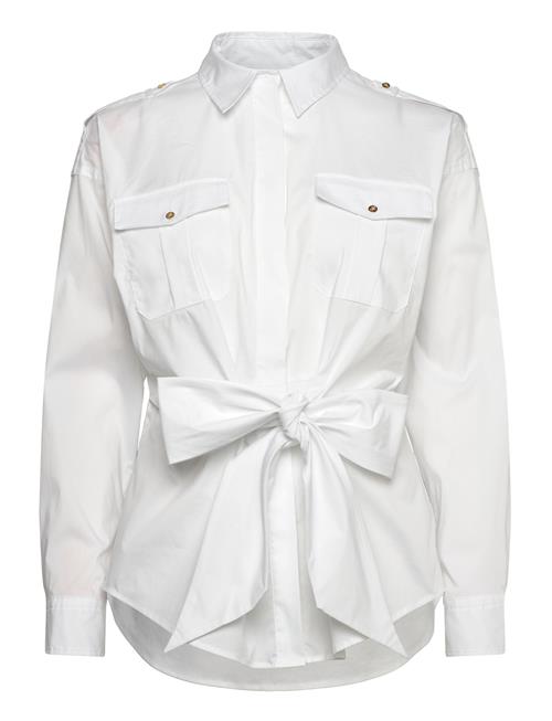 Tie-Front Cotton-Blend Shirt Lauren Ralph Lauren White