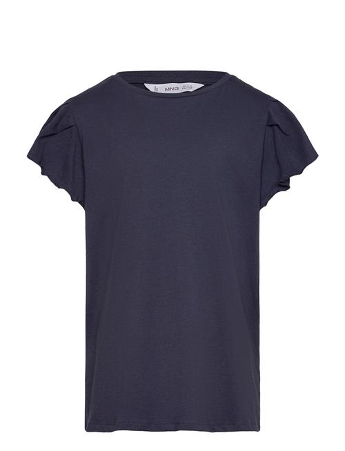 Short-Sleeved Ruffle T-Shirt Mango Navy