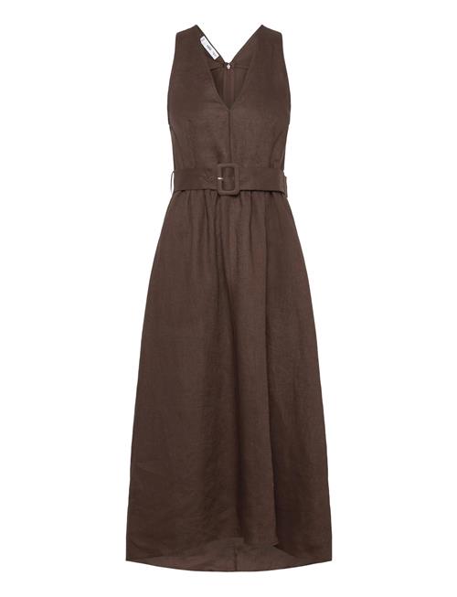Belt Linen Dress Mango Brown