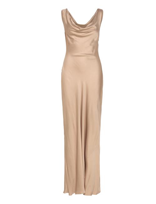 Leah Cowl Satin Maxi Dress Malina Beige
