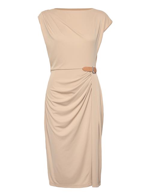 Buckle-Trim Jersey Boatneck Dress Lauren Ralph Lauren Beige