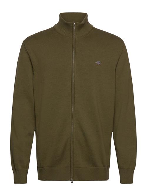 Casual Cotton Zip Cardigan GANT Khaki