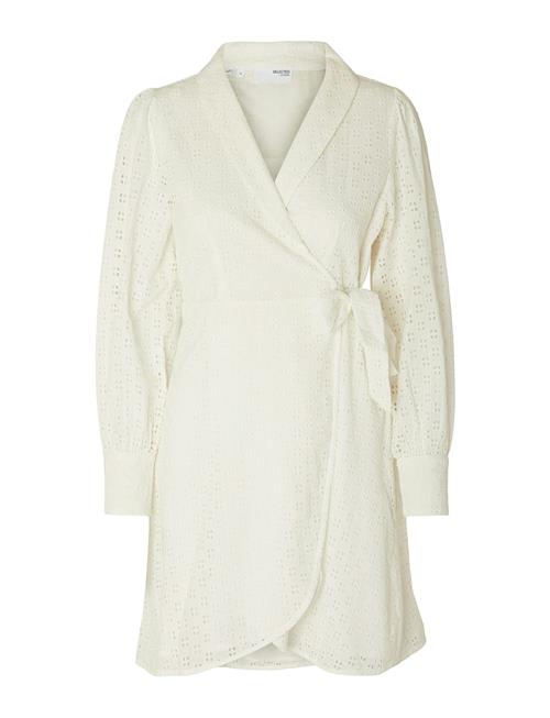 Slfanelli Ls Short Wrap Dress B Selected White