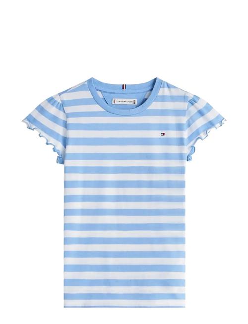 Essential Stripe Ruffle Top Ss Tommy Hilfiger Blue