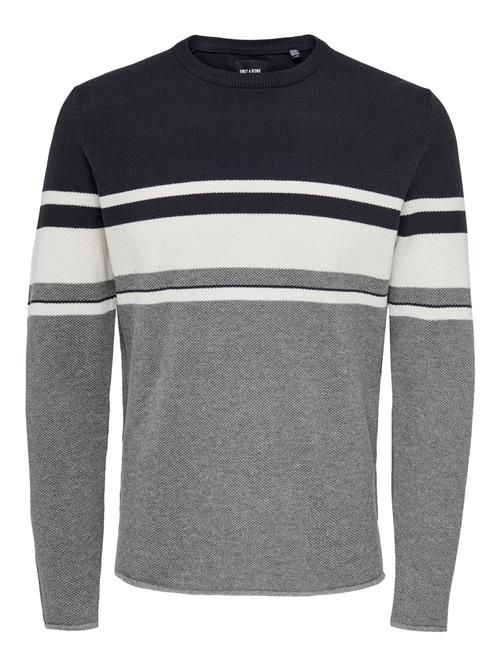 Only & Sons Pullover 'Niguel'  natblå / grå / hvid