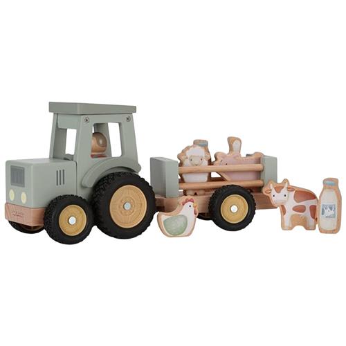 Little Dutch Little Farm FSC Traktor Med Anhænger Green-One Size  Grøn  One Size  unisex