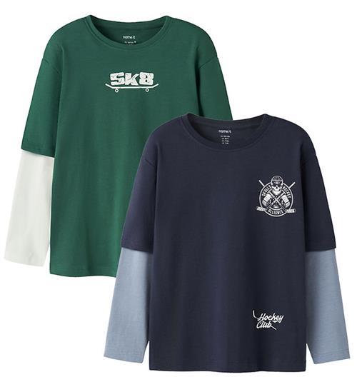 Name It Bluser - 2-Pak - NkmVarto - Navy Blazer/Bistro Green Sku