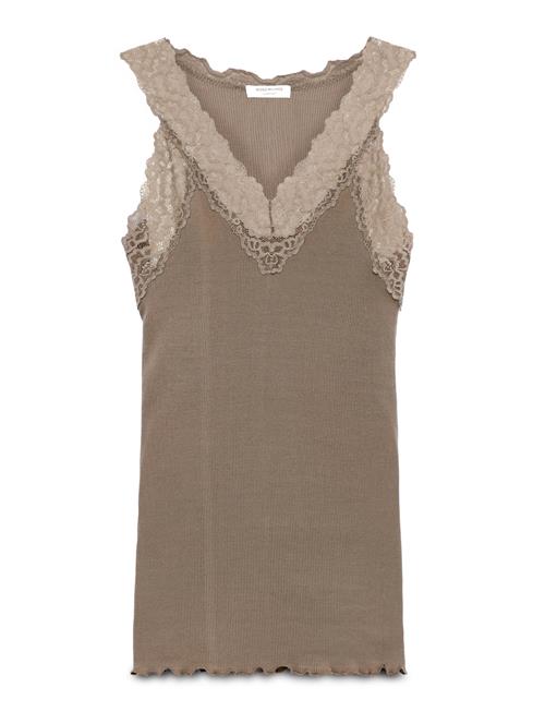 Rwbeatha Sl V-Neck Lace Top Rosemunde Brown