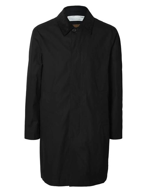 Slhwalter Waxed Cotton Coat Selected Black