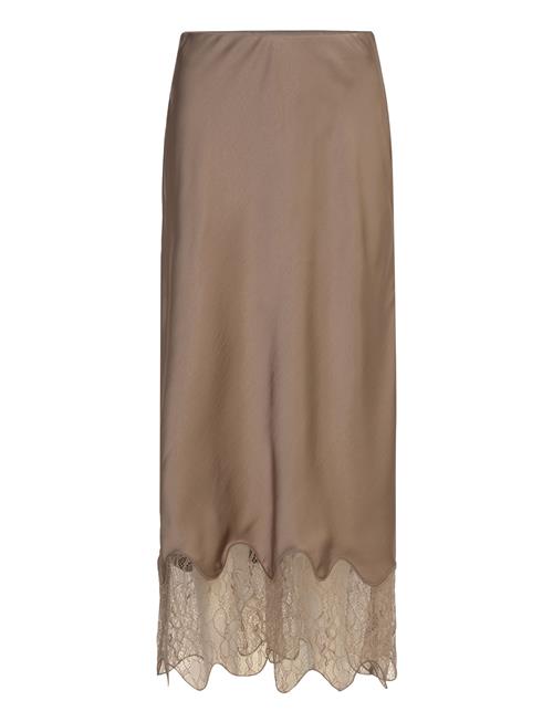Dante6-Amour Satin Lace Detail Skirt Dante6 Brown