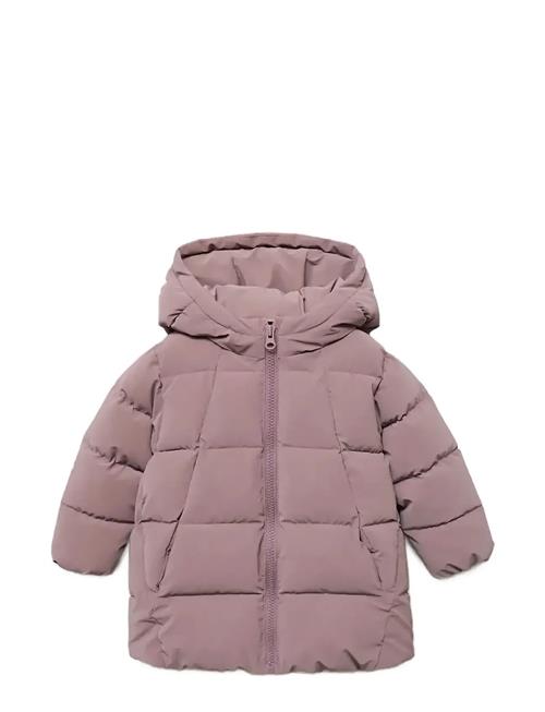 Long Padded Anorak With Hood Mango Pink