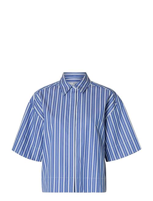 Slffia 2/4 Cropped Striped Shirt B Selected Blue