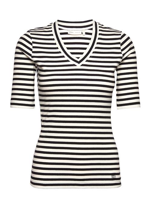 Dagnaiw Striped V T-Shirt InWear Patterned