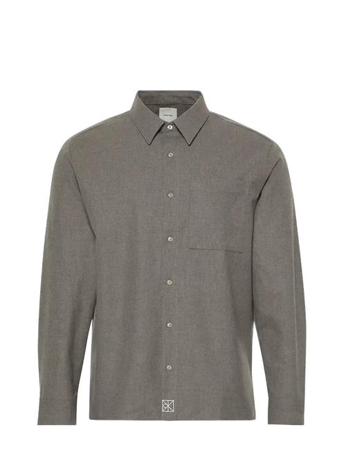 Ls Solid Silk Wool Easy Shirt Calvin Klein Grey