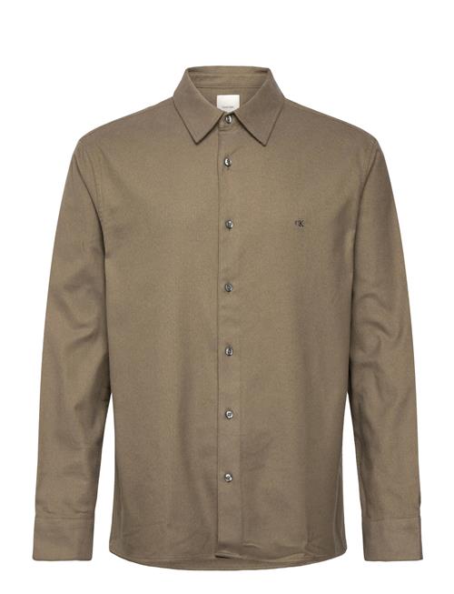 Ls Melange Flannel Easy Shirt Calvin Klein Khaki