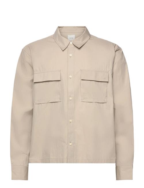 Ls Cotton Nylon Easy Cropped Shi Calvin Klein Beige