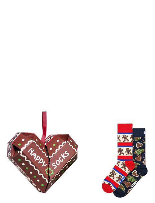 2-Pack Gingerbread Heart Socks Gift Set Happy Socks Brown