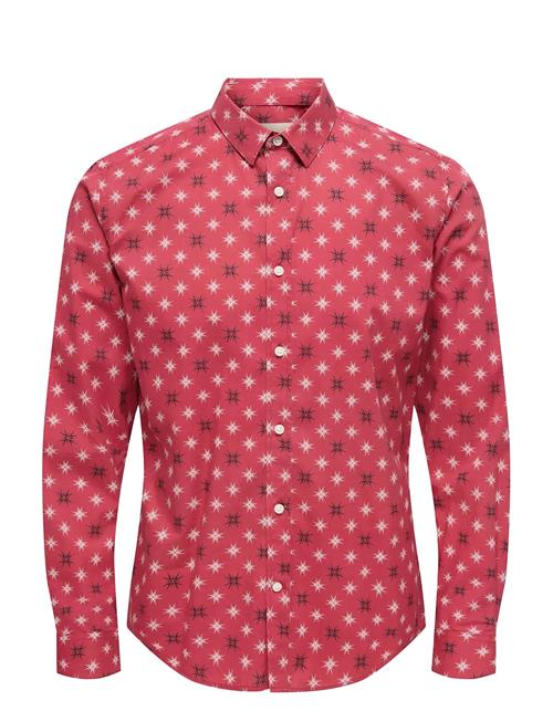 Onself Xmas Aop Slim Poplin Ls Shirt ONLY & SONS Red
