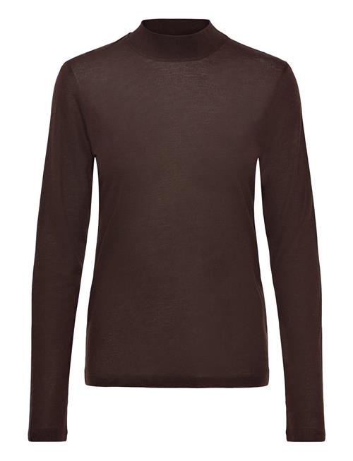 Lyocell Cashmere Mock Neck Top Filippa K Brown