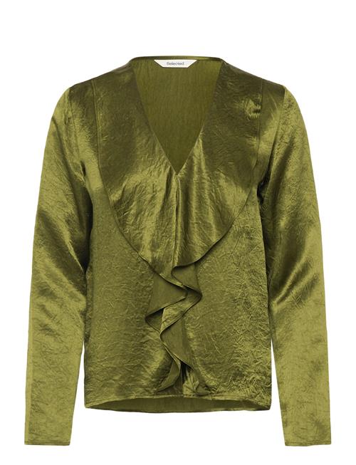 Slfselene Ls V-Neck Top Ex Selected Green