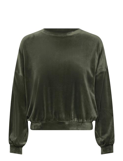 Top Ls Velours Crew Hunkemöller Khaki