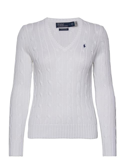 Cable-Knit Cotton V-Neck Sweater Polo Ralph Lauren White
