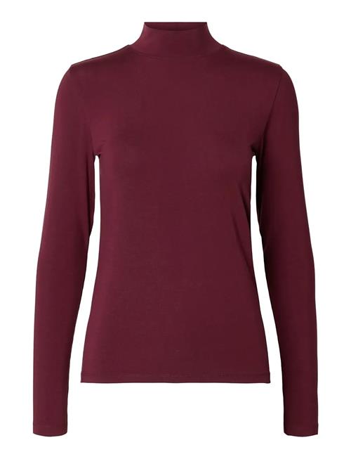 Slfmanja Ls High Neck Noos Selected Burgundy