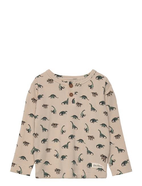 T-Shirt Ls Rib Aop En Fant Beige