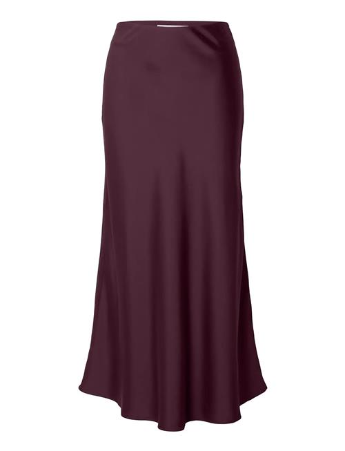 Slflena Hw Midi Skirt Selected Burgundy