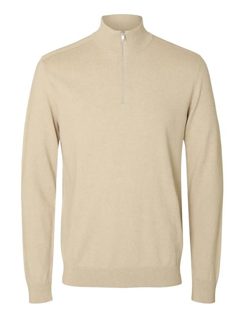 Slhberg Ls Half Zip Noos Selected Beige