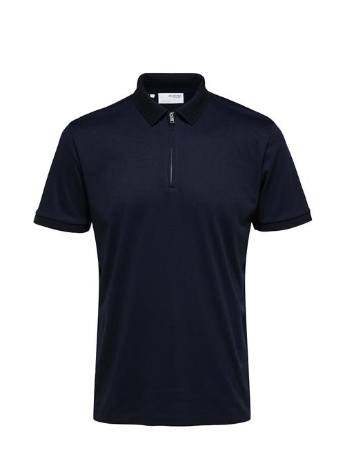 Slhfave Zip Ss Polo Selected Navy
