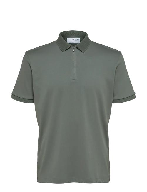 Slhfave Zip Ss Polo Selected Khaki