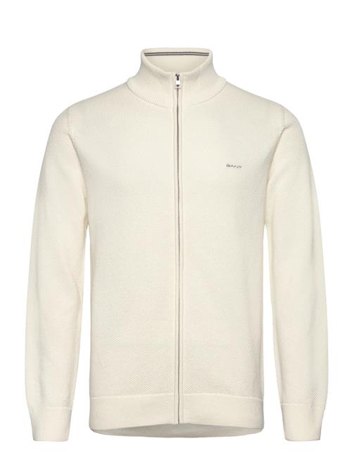 Cotton Pique Zip Cardigan GANT Cream