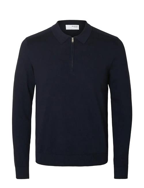 Slhberg Ls Half Zip Polo Noos Selected Navy