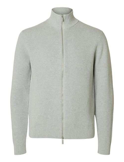 Slhdane Ls Knit Structure Full Zip Noos Selected Grey