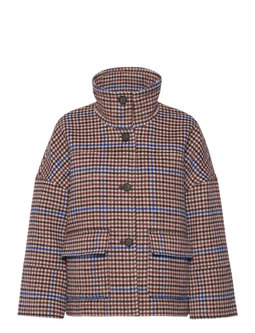Checked Cropped Wool Jacket GANT Brown