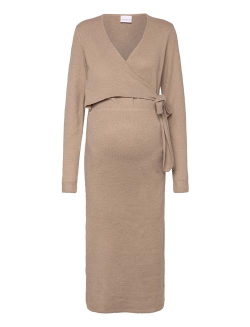 Mlfie Tess L/S Knit Midi Dress 2F Mamalicious Beige